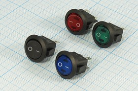 Переключатель клавишный, контакты 4T, 6А, ON-OFF, d20, подсветка белая, Sc777-2C220