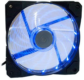 CLR12025LL12SA-BL, вентилятор 120*120*25мм 12В с подсветкой синий, подшипник скольжения, 1700 об/мин