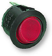 R13-112BNAA, Rocker Switch, Off-On, SPST, Illuminated, Panel Mount, Red, R13