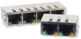 HFJ14-2450ER-L12RL, Modular Connectors / Ethernet Connectors 10/100 1x4 Tab Down RJ45 w/MAG G/Y LED