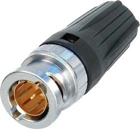 NBNC75BLP9, Rear Twist NBNC Series Straight 75I Cable Mount BNC Connector, Plug, Optalloy, Crimp Ter