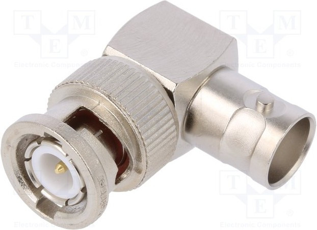 J01004A0617, Right Angle 50 RF Adapter BNC Plug to BNC Socket 4GHz