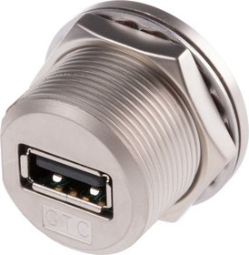 Straight, Panel Mount, Socket Type A IP68 USB Connector