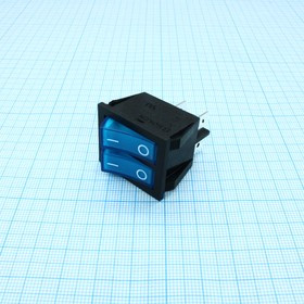 RK1-22 1X1X2 B/BL"0-", Переключатель ON-OFF без подсветки цвет корпуса (черный) цвет кнопки (синий) надпись на кнопке "0-"