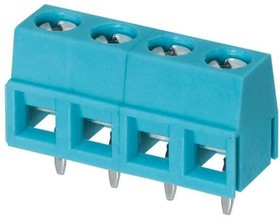 TB006-508-04BE, Fixed Terminal Blocks Terminal block, screw type, 5.08 , horizontal, 4 poles, CUI Blue, slotted screw, PCB mount