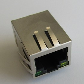 Разъем LAN L-KLS12-TL002BA- 1X1-G/Y-1-03, RJ45, DIP, 1 порт + transformer, со светодиодом, металл, KLS Electronic