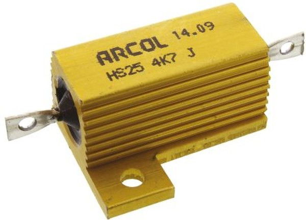 HS25-4K7J, Резистор: проволочный, с радиатором, винтами, 4,7кОм, 25Вт, ±5%