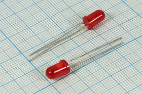 Светодиод круглый 5x9мм, красный, 250 мкд, 60 градусов, линза красная матовая, DFL-5013URD; №5136 r СД 5 x 9 \кр\ 250\ 60\кр мат\DFL-5013U