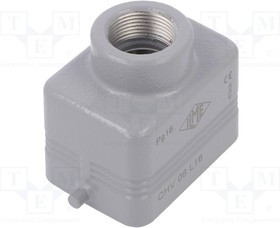 CHV06L16, Корпус: для разъемов HDC: C-TYPE: размер 44.27: IP66: PG16: прямой