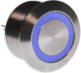 PVT4FW4SS341, Pushbutton Switches Pushbutton Anti-vandal 19mm Illuminated Crisp Tactile Response 50mA, 24VDC, SPST Off-(On), 490gf, IP65, Wi