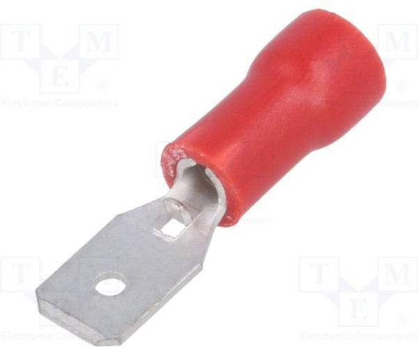 ST-031/R, Наконечник: плоский, 4,8мм, 0,5мм, "папа", 0,5-1мм2, обжим, красный ST-031/R, Наконечник: плоский, 4,8мм, 0,5мм, "папа", 0,5-1мм2, обжим, красный