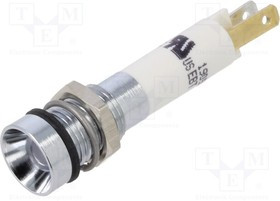 190503ZW, Индикат.лампа: LED; вогнутый; белый; 24ВDC; 24ВAC; O8мм; пластик