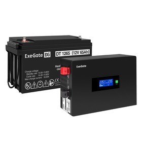 EX297389RUS, Комплект ИБП EX295992RUS + батарея 65Aч EX282980RUS 1шт (инвертор, синус, для котла, PF=1, настенный) ExeGate IdealSine SR-600.