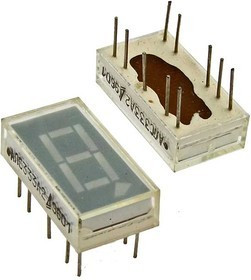 Светодиодный дисплей красный, 7 сегментов, 1 разряд, высота 11 мм, 200 мкд, АЛС333А2; №5204 R СД дис