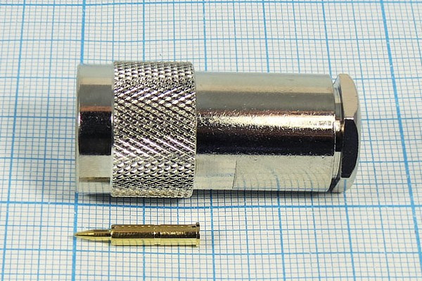 Штекер N, на кабель RG 6 прижимной, позолоченный центральный контакт; №428 штек N\RG6\\\