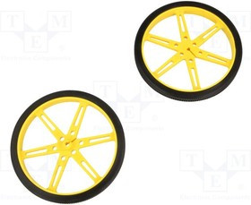 POLOLU-1432, Колесо, желтый, Ось: D профиль, Кол-во шт: 2, на корпус, d: 80мм