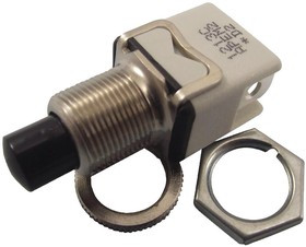 1213C2, Кнопочный переключатель, Серия 1200, 12.2 мм, SPST-NO, Выкл.-(Вкл.), Plunger, Черный