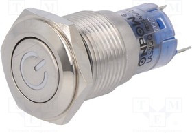 V16-11DT-12B-S, Переключатель: антивандальный, Пол: 2, SPDT, 0,5A/220ВAC, 1A/24ВDC