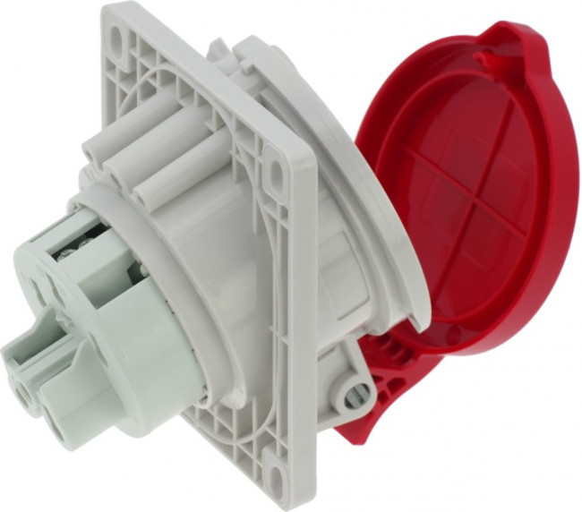 Встраиваемая наклонная розетка 32A/400V/3P+N+E/IP44, фланец 92x100 CA1500