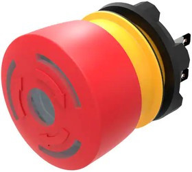 84-5241.2B20, Emergency Stop Switches / E-Stop Switches E-Stop Pushbutton, 2NC, illuminated LED red, solder/plug-in, black indication ring