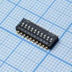 DHN-10F-V, (miникельSWD-10 1.27mm), Движковый переключатель 10 группы SMD монтаж 1.27мм 25мА 24В положение ВЫКЛ