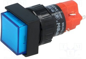 V16F-11-230B, Переключатель: кнопочный, Пол: 2, SPDT, 3A/250ВAC, 2A/24ВDC, IP40