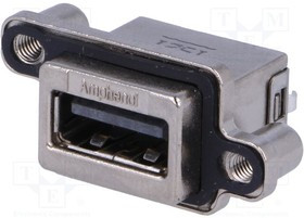 MUSBRA511R0, Гнездо, USB A, MUSB, на панель, винтами, THT, прямой, USB 2.0, IP68