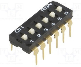 DI-06, Переключатель DIP-SWITCH, Кол-во секций 6, ON-OFF, 0,05A/12ВDC