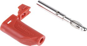 FK15S RED, Red Male Banana Plug, 4 mm Connector, Screw Termination, 16A, 30 V ac, 60V dc, Nickel Plating