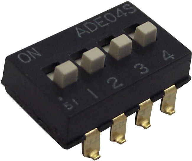 1825058-7, Переключатель DIP Switches, Конфигурация: SPST, Контакты: 4, Шаг: 2.54