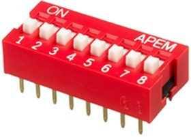 NDSR-08-V, 8 Way Through Hole DIP Switch 8PST, Recessed Actuator