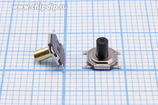 Переключатель тактовый на поверхностный монтаж, 4.1x4.1x4.3, высота 3.1мм; №9237 ПКнТакт 5,3x 5,3x 4,3\h 3,1\\NO\\SMD\IT-1187A\