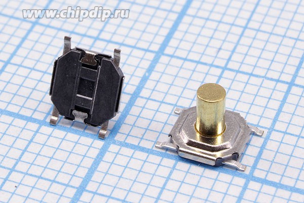 Переключатель тактовый на поверхностный монтаж, 4.1x4.1x4.3, высота 3.1мм; №9237 ПКнТакт 5,3x 5,3x 4,3\h 3,1\\NO\\SMD\IT-1187A\