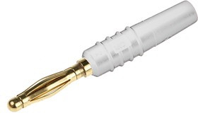 22.2618-29, White Male Banana Plug, 2mm Connector, Solder Termination, 10A, 30 V, 60V dc, Gold Plating