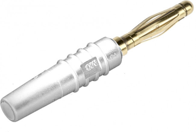22.2618-29, White Male Banana Plug, 2mm Connector, Solder Termination, 10A, 30 V, 60V dc, Gold Plating