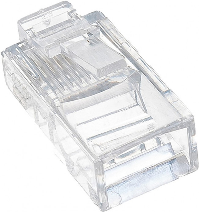 Вилка RJ-45 8P8C универсал кат.5e. 6 мкр со сквозным отверстием 10шт LC-PTU-01/10