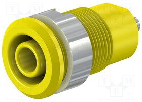 SLB4-E-24, Гнездо; "банан" 4мм; 24А; 1кВ; Отв: O12,2мм; желтый; никелированные