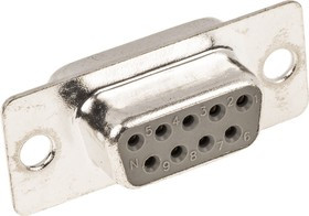 A-DF 09 LL/G, A-DF 9 Way Panel Mount D-sub Connector Socket A-DF 09 LL/G, A-DF 9 Way Panel Mount D-sub Connector Socket