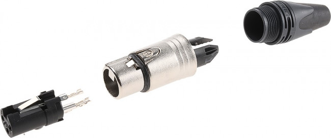 NC3FXX-HA, XLR Connectors 3P FEMALE CABLE CONN Ni HAND ASSEMBLY