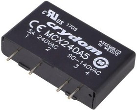 MCX240A5, Реле: полупроводниковое, Uупр: 90-140ВAC, 5А, 12-280ВAC, THT, SIP