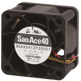 9GAX0412P3S001, Вентилятор: DC; осевой; 12ВDC; 40x40x28мм; 54куб.м/ч; 64дБА; шариковый