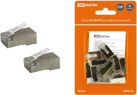 Разъем RJ-45 FTP для кабеля кат. 6, 8P8C в блистере (10шт) TDM Разъем RJ-45 FTP для кабеля кат. 6, 8P8C в блистере (10шт) TDM