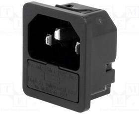 6200.4120, Разъем: питания AC, гнездо, "папа", 10А, 250ВAC, IEC 60320, пайка