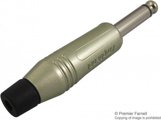 ACPM-GN, Вилка; Jack 6,35мм; "папа"; mono; прямой; на провод; пайка; серый