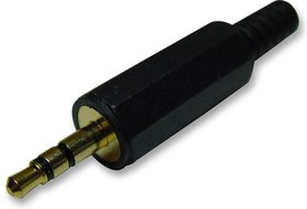 PS000124, Телефонный аудио разъем, 3 контакт(-ов), Штекер, 3.5 мм, Монтаж на Кабель
