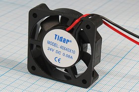 Вентилятор 40x40x10, напряжение 24В, ток 0,07А, выводы 2L, подшипник скольжения, RQD4010MS
