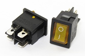 Переключатель клавишный, контакты 4T, 6А, ON-OFF, подсветка ILсиняя, MIRS201