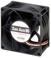 9GV0812P1H03, San Ace 9GV Series Axial Fan, 12 V dc, DC Operation, 222m³/h, 36W, 3A Max, 80 x 80 x 38mm