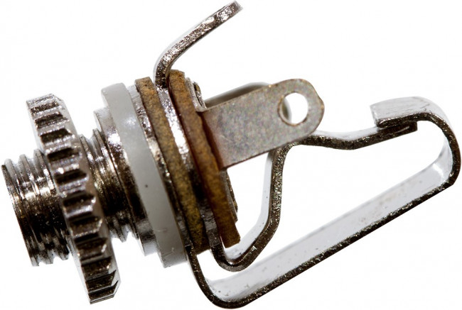 1-037, Разъем аудио 2.5мм "гн" стерео металл на корпус с гайкой