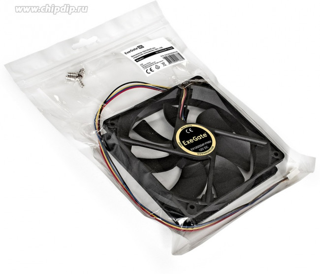 EX283393RUS, Вентилятор 12В DC ExeGate EX12025S4P-PWM (120x120x25 мм, Sleeve bearing (подшипник скольжения), 4pin, PWM, 25dBA)